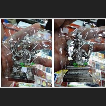 LARGE PHA PHOM 4 FOUR FACE STATUE LUCKY THAI AMULET WAT KAWJAMFA MASS CHANT MONKS GROUP BLESSED SILVERY 7899