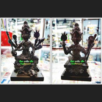 LARGE PHA PHOM 4 FOUR FACE STATUE LUCKY THAI AMULET WAT KAWJAMFA MASS CHANT MONKS GROUP BLESSED BROWN 7900