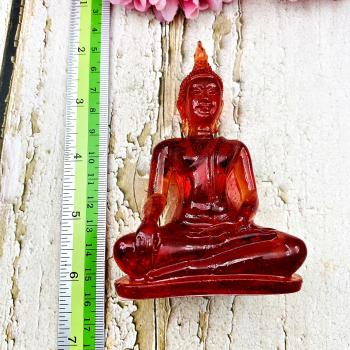 Buddha Statue Seated Colored Peaceful Smiling God Deity Red Home Decorate #15064