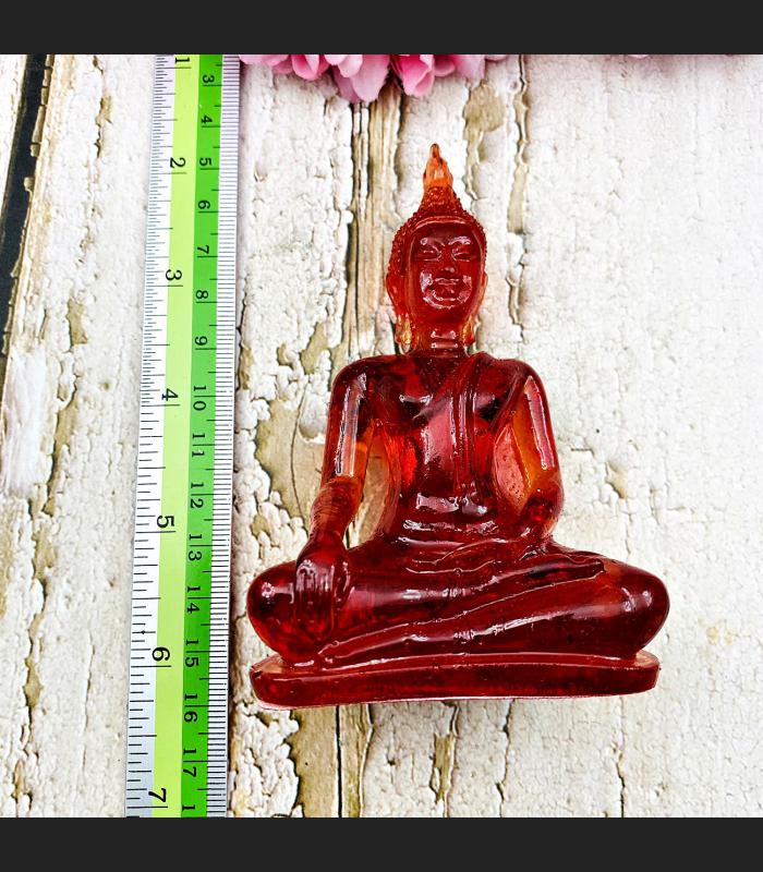 Buddha Statue Seated Colored Peaceful Smiling God Deity Red Home Decorate #15064