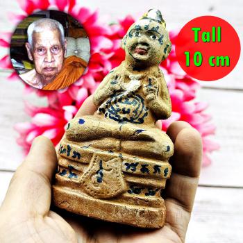 Guman Clay Statue Boy Windfall Gambling Win Business Yam Yeam Thai Amulet #15182
