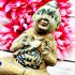 Guman Clay Statue Boy Windfall Gambling Win Business Yam Yeam Thai Amulet #15182