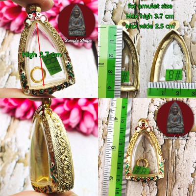 Empty Metal Frame Case Gold Micron Colored Tuad Iron Kring 4cm Thai Amulet 15200