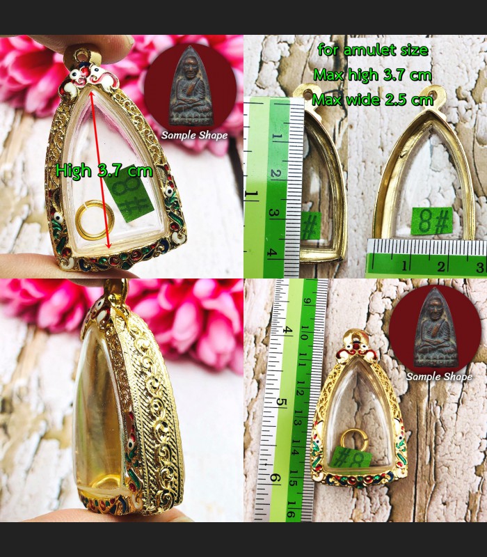 Empty Metal Frame Case Gold Micron Colored Tuad Iron Kring 4cm Thai Amulet 15200