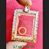 BLANK EMPTY METAL FRAME CASE THAI AMULET GOLD MICRON 24K DIAMOND GEM SOMDEJ 3.3CM