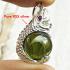 NAGA EYE LEKLAI KAEW THAI AMULET HEALING CRYSTAL PENDANT SILVER 925 GREEN BALL SHAPE