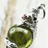 NAGA EYE LEKLAI KAEW THAI AMULET HEALING CRYSTAL PENDANT SILVER 925 GREEN BALL SHAPE