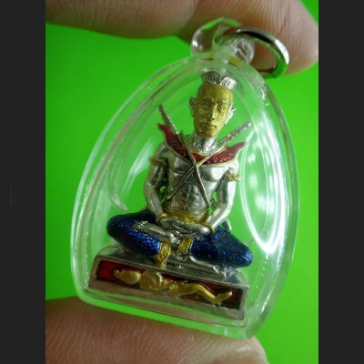 KHUNPAEN MINIATURE BRONZE COLOR THAI AMULET LOVE CATCH LADY HYPNOTIZE MIND