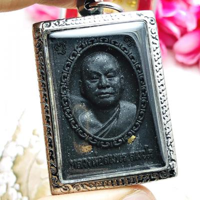 Somdej 3in1 Leklai Protection Wealth Immortal Lp Somporn Black Thai Amulet 15281