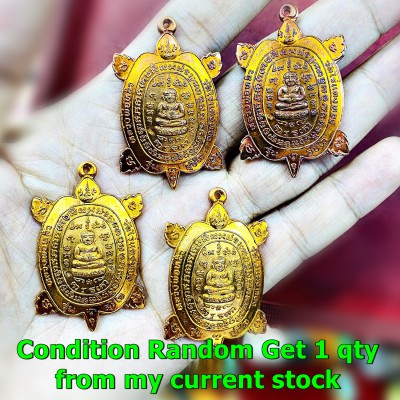 Turtle Sukjai Sankajai Happy Buddha Lp Liew Be2537 Copper Fire Thai Amulet 15293