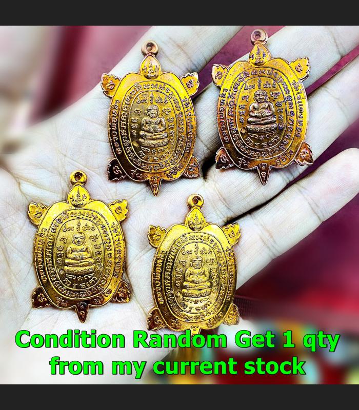 Turtle Sukjai Sankajai Happy Buddha Lp Liew Be2537 Copper Fire Thai Amulet 15293