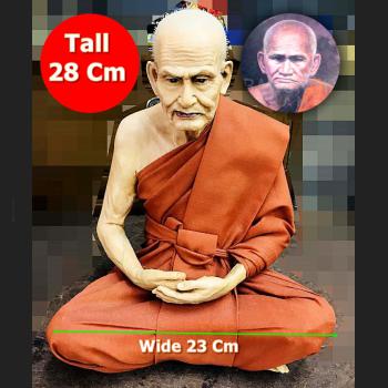 LIFELIKE WAX FINE ART THAI MONK STATUE AMULET LP NGERN WAT BANGKAN MEDITATION 9INCH