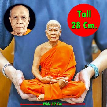 Lifelike Fine Art Monk Statue Lp Sod Watpaknam Meditation 28cm Thai Amulet 15334