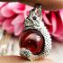 Naga Eye Red Leklai Ball Healing Crystal Pure Silver Pendant Thai Amulet #15389