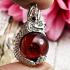 Naga Eye Red Leklai Ball Healing Crystal Pure Silver Pendant Thai Amulet #15389