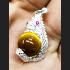 Silver Pendant Naga Eye Leklai Lucky Crystal Magic Ball Yellow Thai Amulet 15390