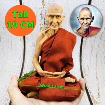 Lifelike Wax Art Monk Statue Derm WatNongPho Meditation 15Cm Thai Amulet #15393 FINE 5 INCH