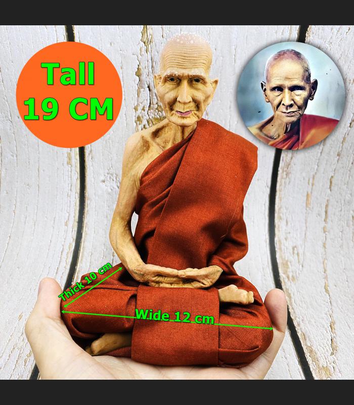 Lifelike Wax Art Monk Statue Derm WatNongPho Meditation 15Cm Thai Amulet #15393 FINE 5 INCH