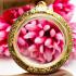 Empty Solid Metal Frame Case Gold Micron 24k Circle Round 4cm Thai Amulet #15419