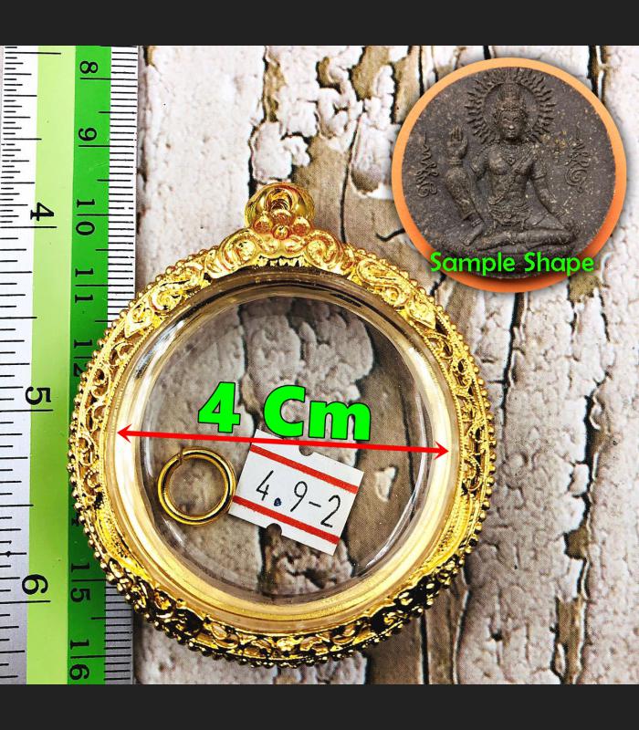 Large Empty Frame Case Gold 24k Micron Round 4.5cm Jatukam Thai Amulet #15420