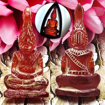 Ancient Crave Leklai Naga Eye Gem stone Lersri Dragon Head Red Thai Amulet 15422