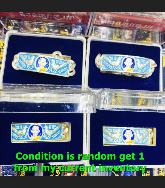 Alpaka Bracelet Money Rich Billion Lp Ruay Panlan Be2555 Blue Thai Amulet #15657
