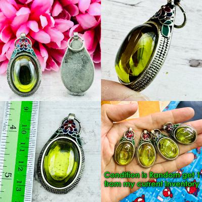 S/S Case Leklai Cave Stone Naga Eye Wealth Money Olive Green Thai Amulet #15681