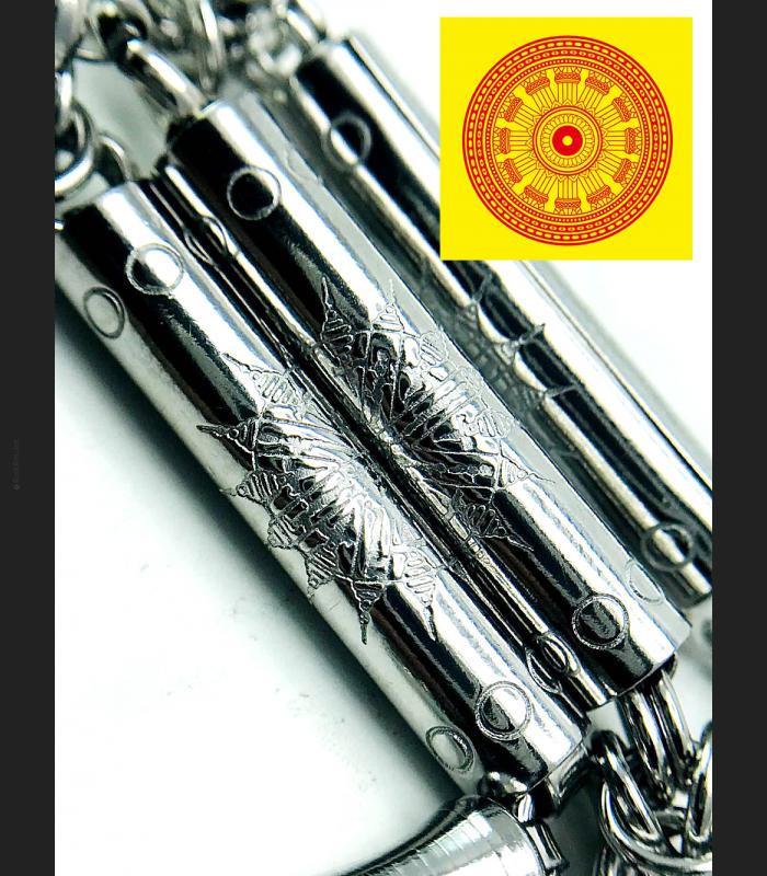 Necklace Stainless Buddhist Wheel Bhavacakra Multi Hook Lucky Thai Amulet #15719