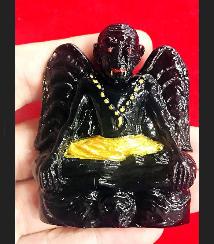 GREAT SUCCESS MONETARY HALF BIRD HUMAN WITH FANG WINDFALL PU-KAI-KAEW THAI AMULET AC TAWON