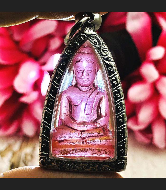Kruhod Buddha Leklai Naga Eye Healing Stone Love Charming Pink Thai Amulet 15750