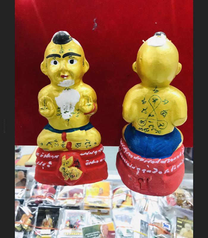 Clay Gambling Money Lp Yam Boy Statue Spirit Guman Rabbit 2014 Thai Amulet 15755