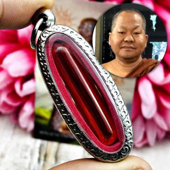 Naga Eye Leklai Capsule Healing Magic Charm Lucky Somporn Redthai Amulet #15758