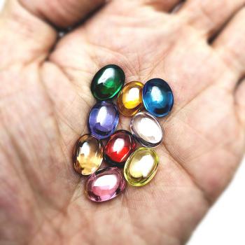 COMPILATION SET9 COLOR CRYSTAL HEALING STONE NAGA EYE DIVIN LEKLAI OVAL SHAPE NETURAL GEMS