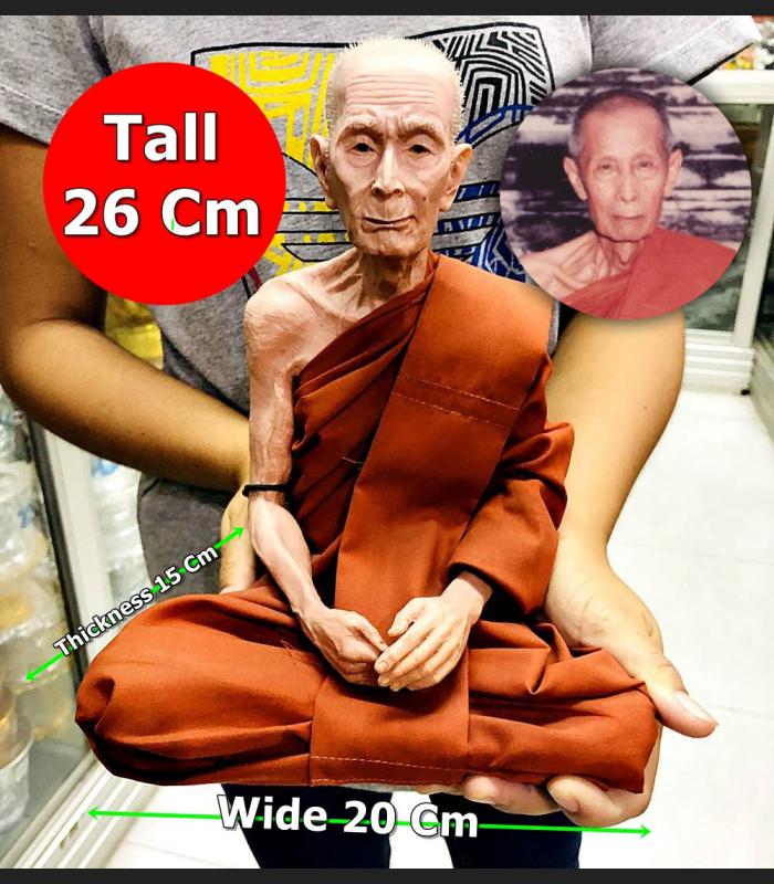 LIFELIKE WAX FINE ART THAI MONK STATUE AMULET LP TOH WAT PDCP MEDITATION 9INCH WAT PADOOCHIMPLEE