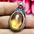 Wealth S/S Pendant Leklai Naga Eye Lucky Stone Magic Orange Thai Amulet #15860