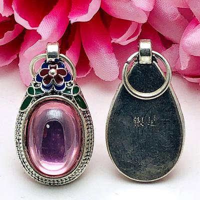 Charm S/S Pendant Leklai Naga Eye Lucky Stone Magic Love Pink Thai Amulet #15861
