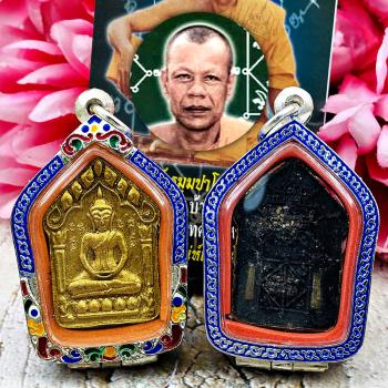 Khunpaen Love Lust Attract Plai Ashes Lp Dum Black Gold Be2550 Thai Amulet 15866 PHIM LEK (SMALL MOLD)