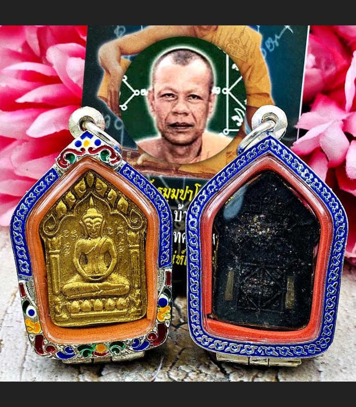 Khunpaen Love Lust Attract Plai Ashes Lp Dum Black Gold Be2550 Thai Amulet 15866 PHIM LEK (SMALL MOLD)