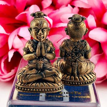 Miniature Guman Boy Pray Luck Gambling Lotto Win Subin Be2552 Thai Amulet #15867