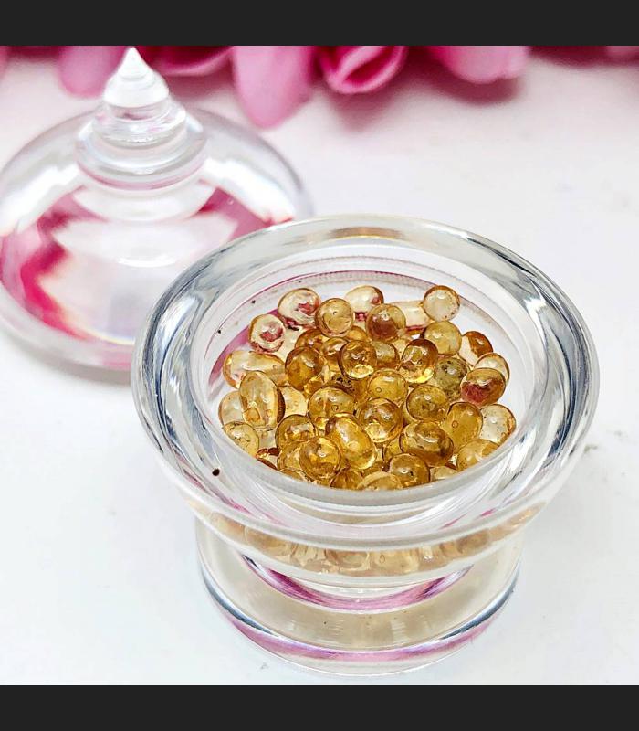 Nature Sarira Relic Holy Sacred Crystal Bead Stupa Luck Orange Thai Amulet 15912