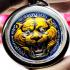 Enamel Medal Tiger Face Protect Guardian Lp Pern Be2541 Blue Thai Amulet #15914
