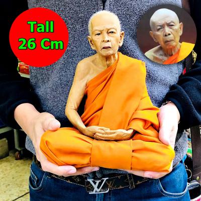 Lifelike Fine Art Monk Statue Meditation Lp Tim Wat Lahanrai Thai Amulet #15915