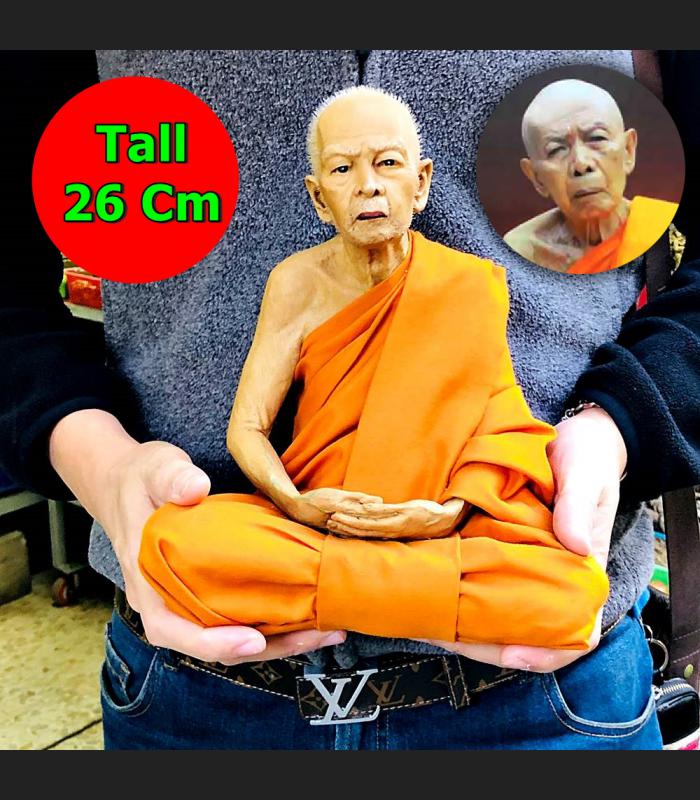 Lifelike Fine Art Monk Statue Meditation Lp Tim Wat Lahanrai Thai Amulet #15915
