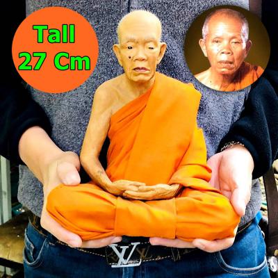 Lifelike Wax Fine Art Monk Statue LP Koon WatBanrai Meditation Thai Amulet 15917