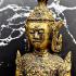LARGE ANCIENT ANTIQUE BUDDHA SEATED MEDITATION STATUE ASIAN BRONZE GOLD FOIL RATTANAKOSIN GILT ERA 19TH CENTURY HOME DECORATION