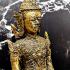 LARGE ANCIENT ANTIQUE BUDDHA SEATED MEDITATION STATUE ASIAN BRONZE GOLD FOIL RATTANAKOSIN GILT ERA 19TH CENTURY HOME DECORATION