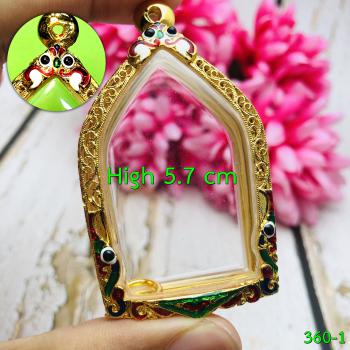 Large Empty Frame Case Micron 24k Gold Khunpaen 6cm Colored Thai Amulet #16033