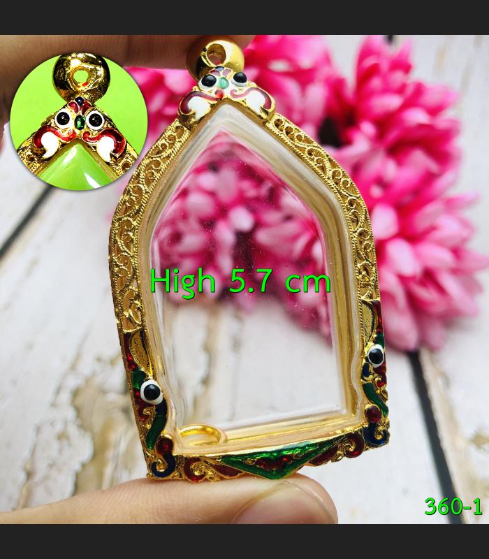 Large Empty Frame Case Micron 24k Gold Khunpaen 6cm Colored Thai Amulet #16033