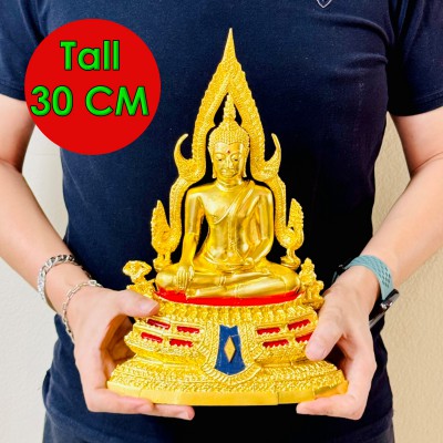 Buddha Bronze Pure Golden Cover Statue Peaceful Rich Chinnaraj Thai Amulet 16070