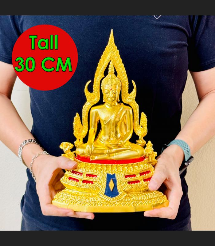 Buddha Bronze Pure Golden Cover Statue Peaceful Rich Chinnaraj Thai Amulet 16070